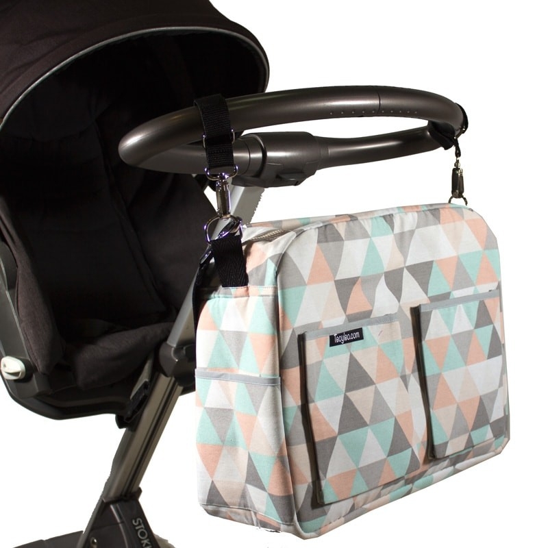 Bolso panera carro bebé - triángulos pastel 