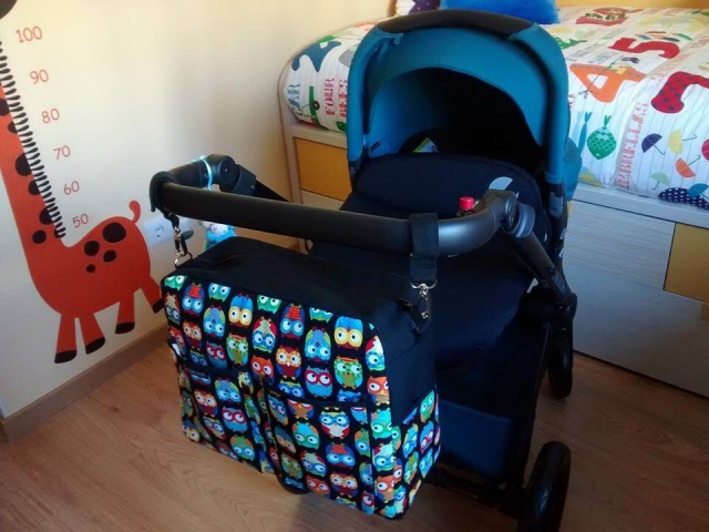 Bolso para el carrito con tela de buhos