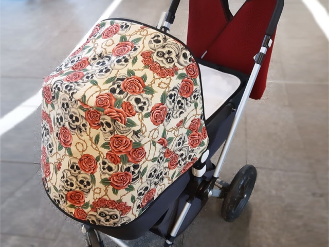 Capota para Bugaboo Camaleon calaveras rose tattoo crema