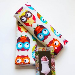 Funda para cinturon arnes de silla bebe con tela buhos de Teoyleo