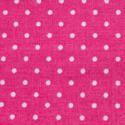Tela de color rosa fucxia con topos pequeños en color blanco.